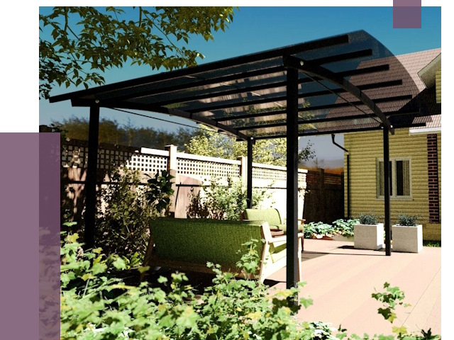 Навесы для террасы в Сызрани от 12916 руб. под ключ | ПРОЛЁТ-Сзр